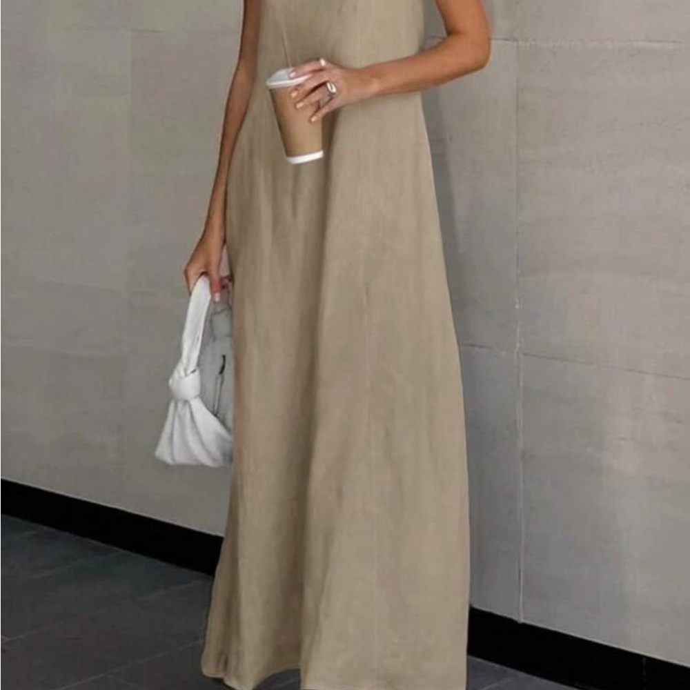 Elegant Tan Maxi Dress